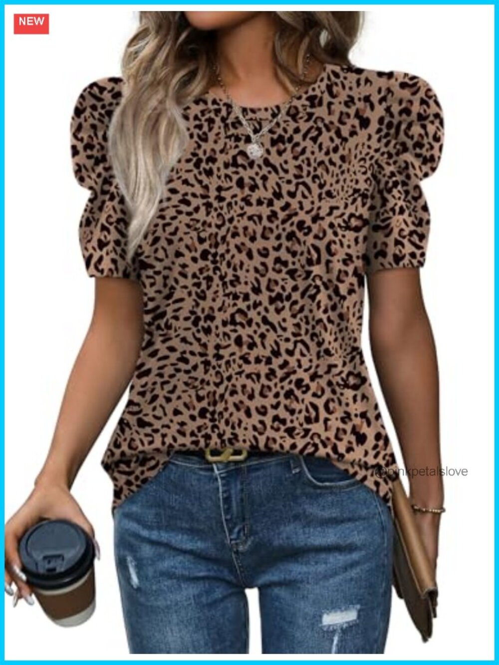 WIHOLL Puff Sleeve Crewneck T Shirt Dressy Casual Blouse Summer Top